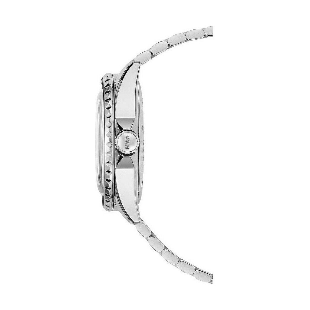 Men's Mido Automatic Watch Black Silver + Leather Band-5