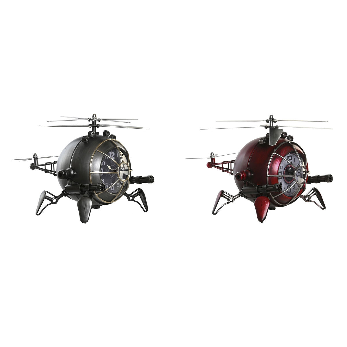 Table clock DKD Home Decor Red Silver Helicopter (2 Units)-0