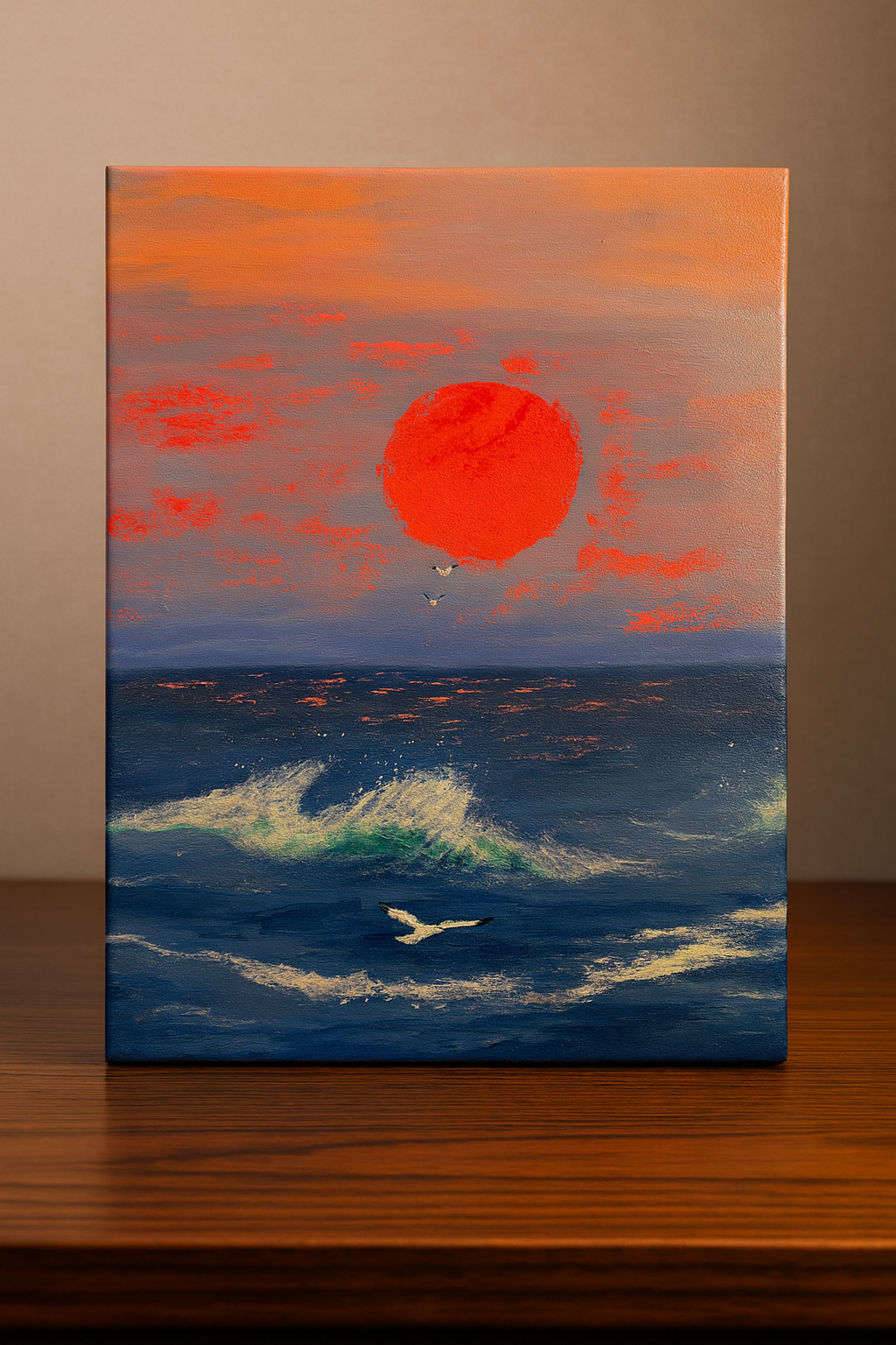 الانقلاب الشمسي الأحمر | 100% مرسومة يدويًا | 60 × 50