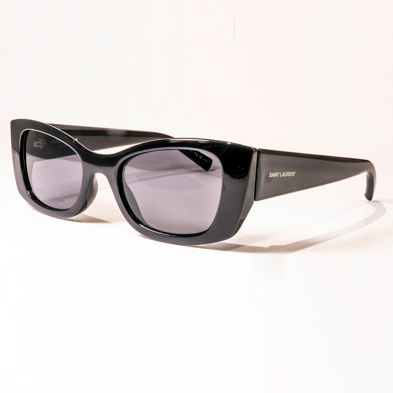 Saint Laurent Black Acetate Cat-Eye Sunglasses SL 593 001 with Case-0