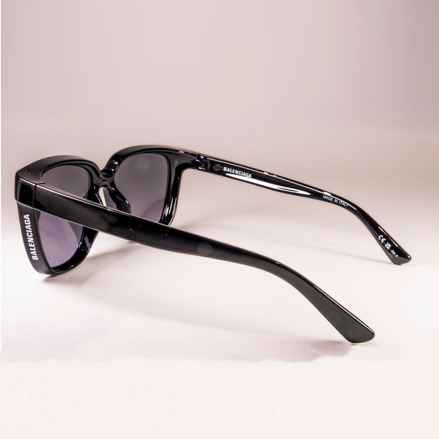 Balenciaga Black Grey Shiny Plastic Nylon Sunglasses BB0152SA 001-4