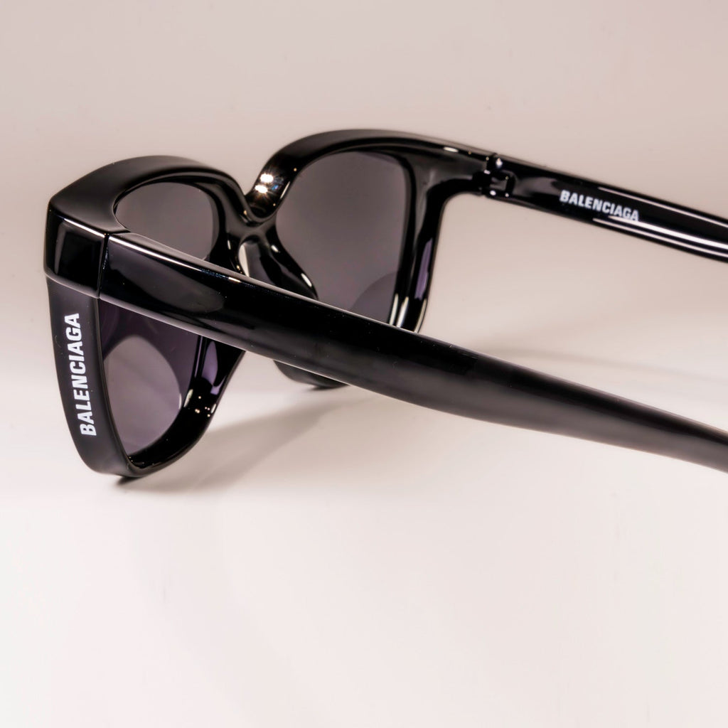 Balenciaga Black Grey Shiny Plastic Nylon Sunglasses BB0152SA 001-3