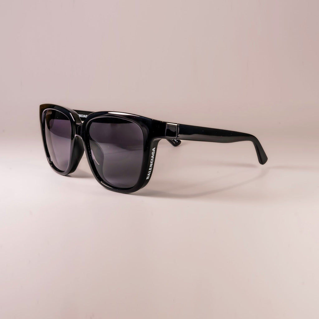 Balenciaga Black Grey Shiny Plastic Nylon Sunglasses BB0152SA 001-0