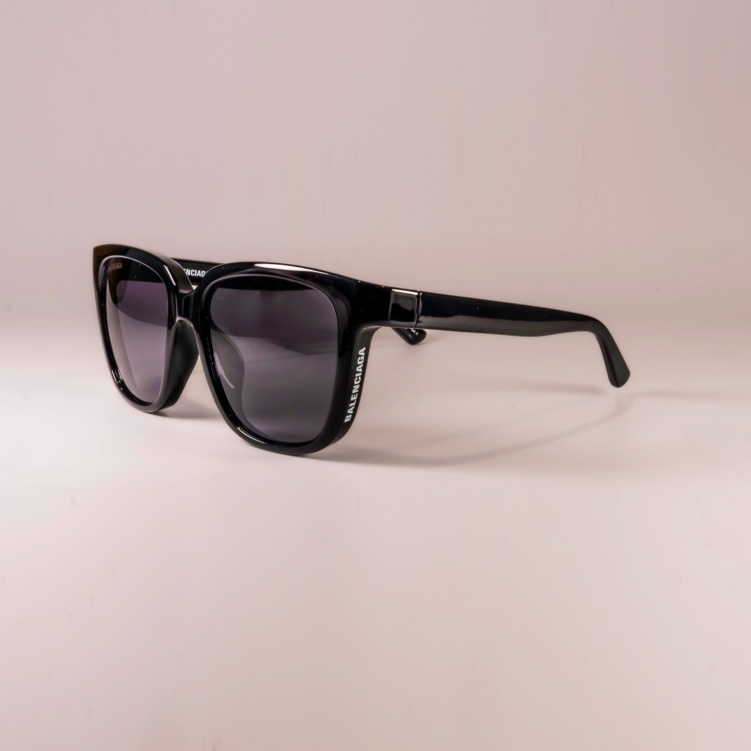 Balenciaga Black Grey Shiny Plastic Nylon Sunglasses BB0152SA 001-0