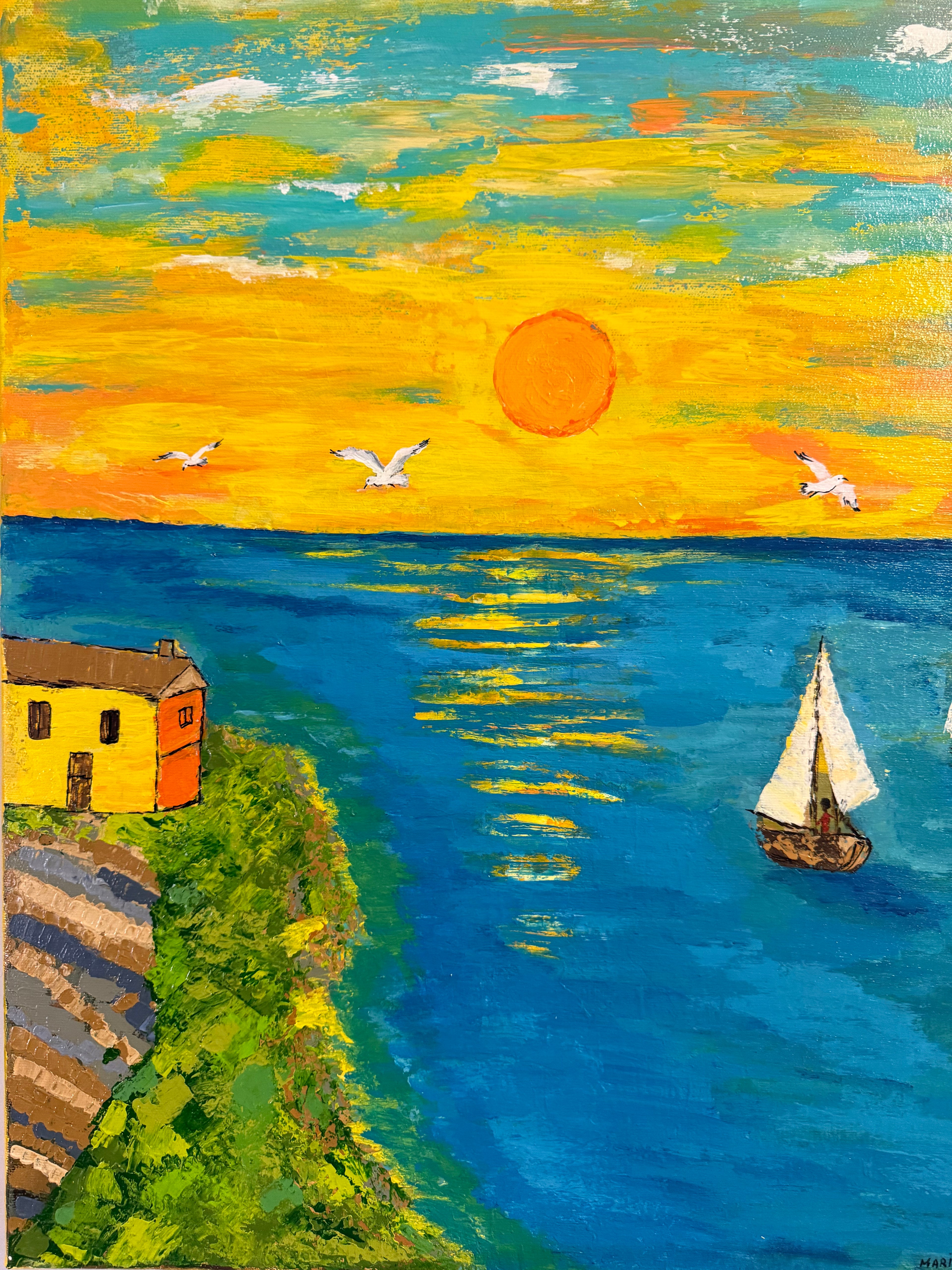 When the Sea Became Sky | 100% Hand Painted | Size 50 X 60