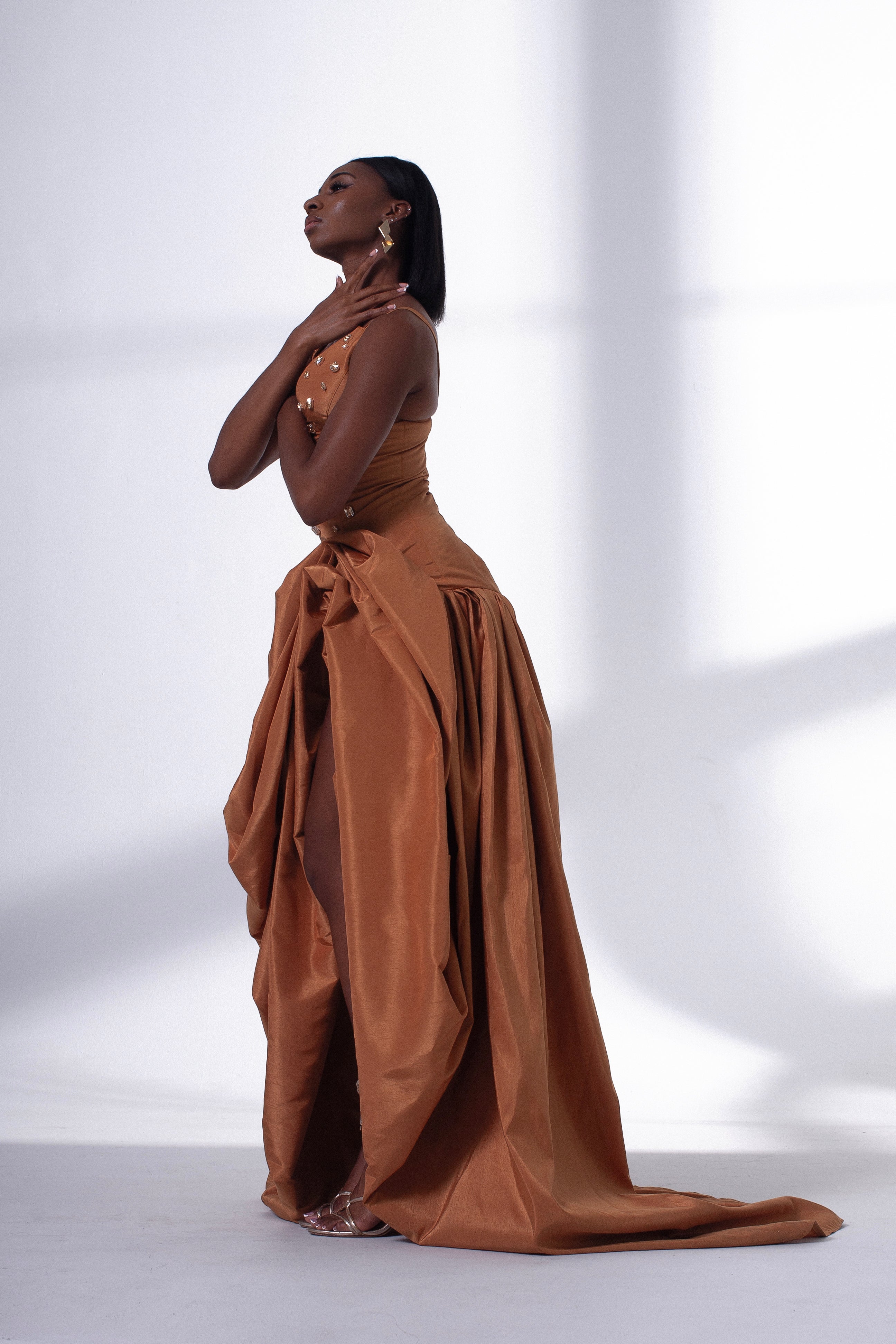 Draped Embellished Dress  | Ships from USA | Made in NYC