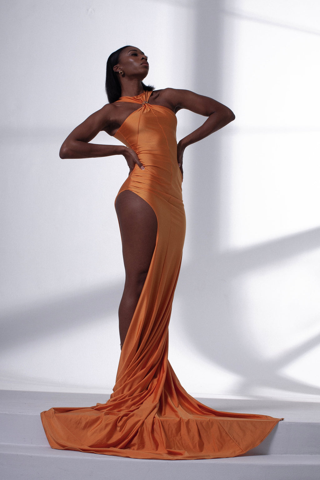 فستان سهرة من سباندكس بنمط مارينا، بنقشة الحمضيات، بسحاب إغلاق | يُشحن من الولايات المتحدة الأمريكية | صُنع في نيويورك