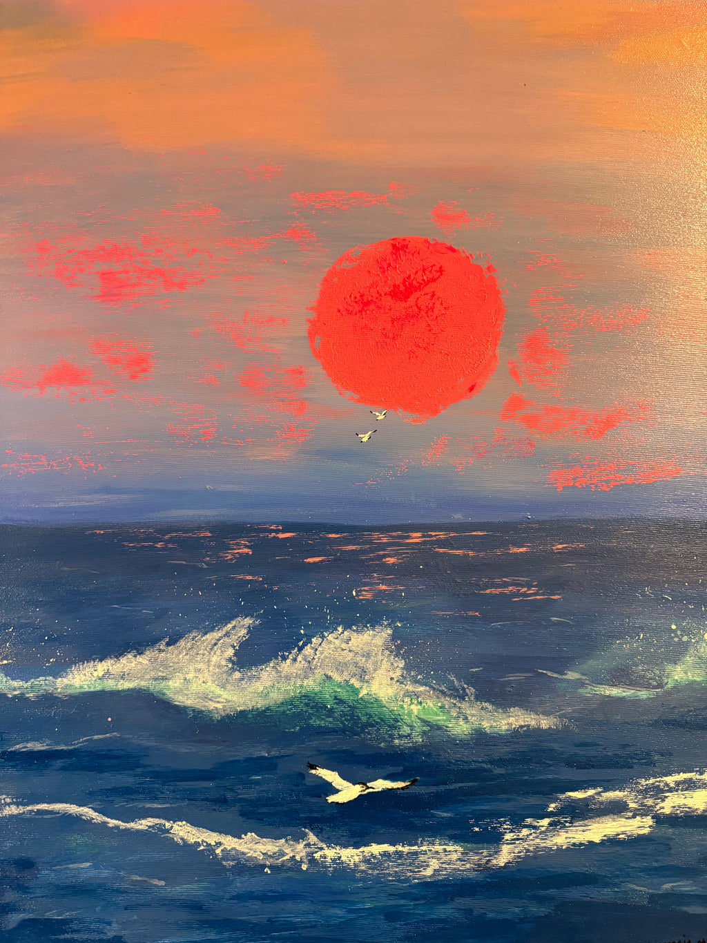 الانقلاب الشمسي الأحمر | 100% مرسومة يدويًا | 60 × 50