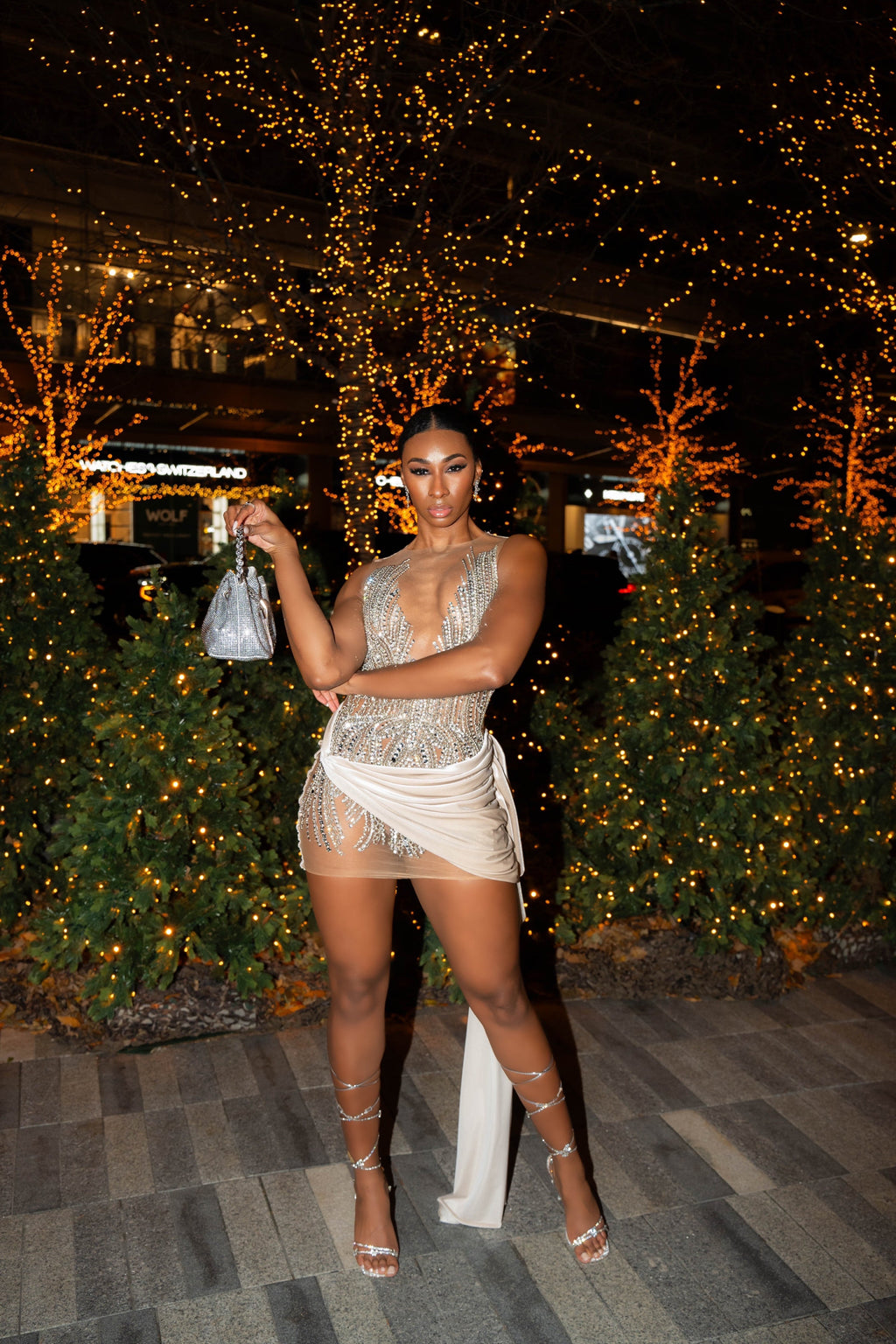 Rochie de cocktail din catifea cu imprimeu drapat | Se livrează din SUA