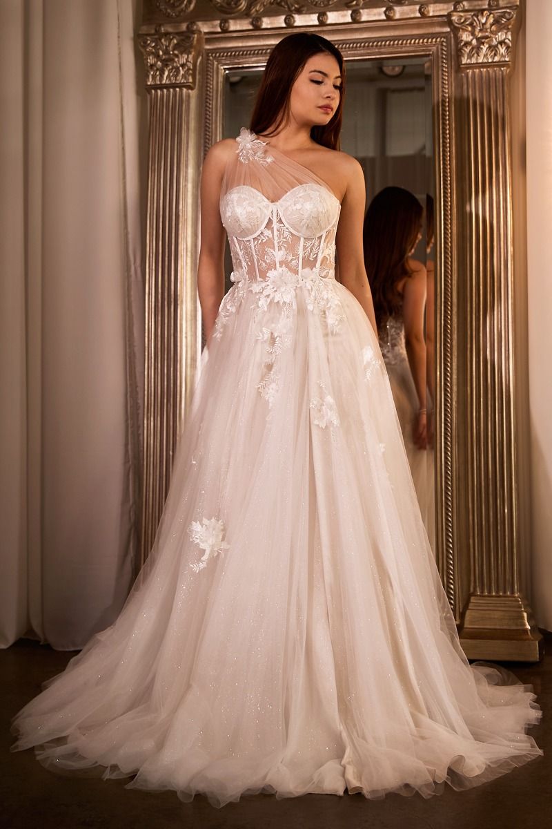 One Shoulder A-Line Bridal Gown-0