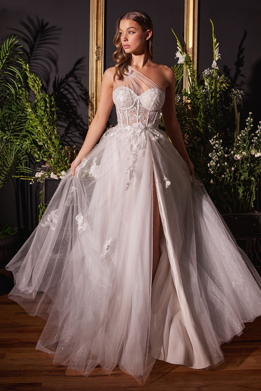 One Shoulder A-Line Bridal Gown-3