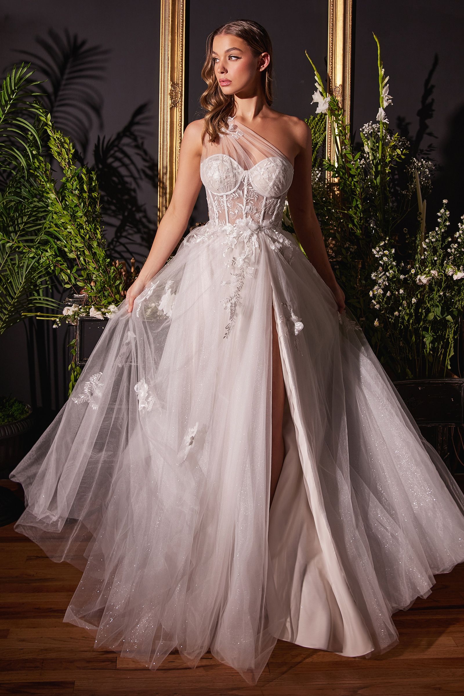 One Shoulder A-Line Bridal Gown-3