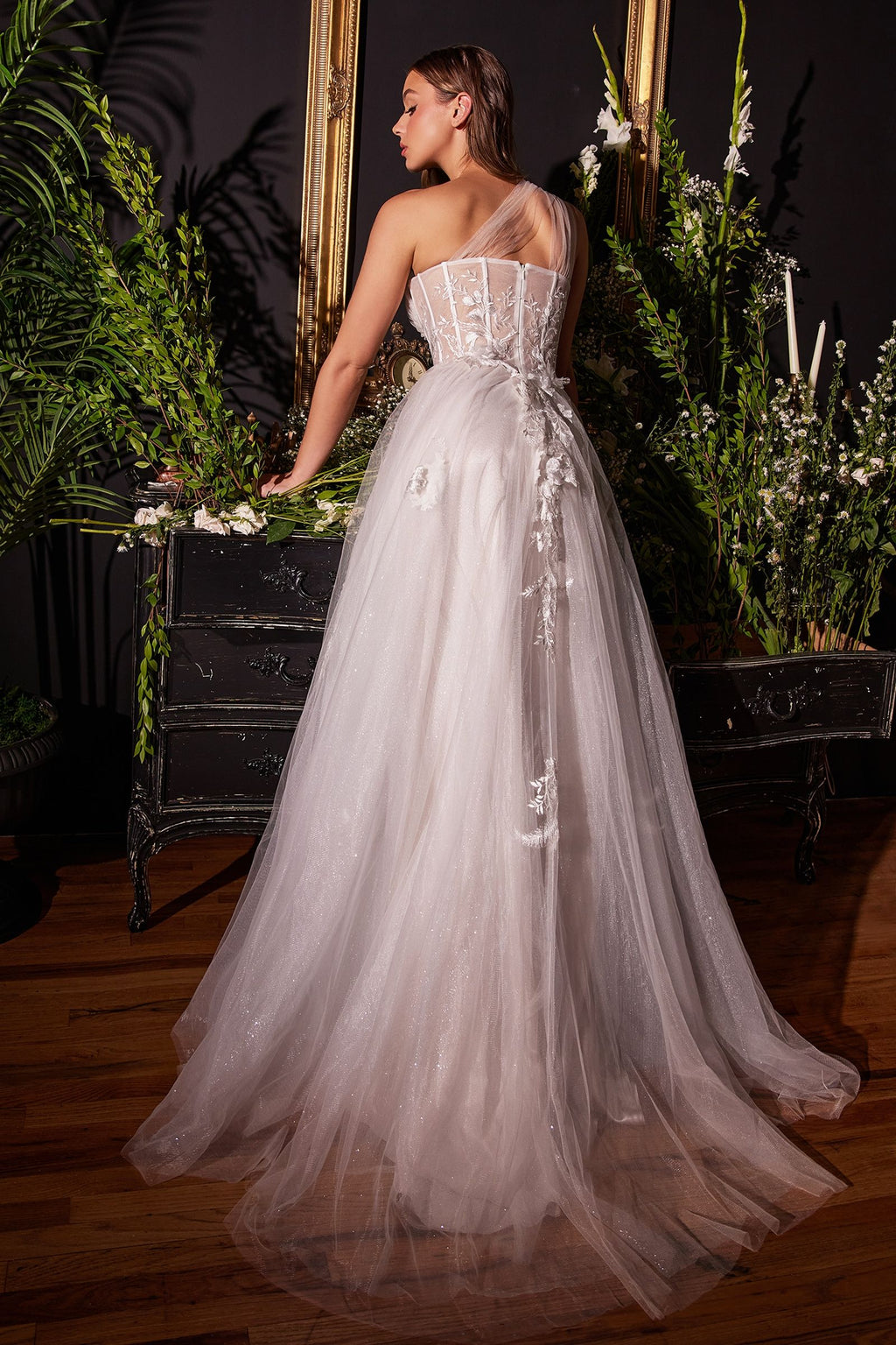One Shoulder A-Line Bridal Gown-4