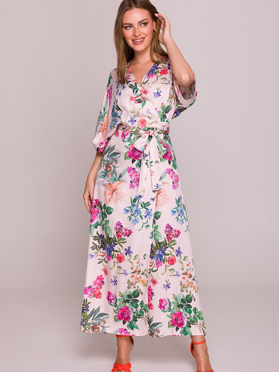 فستان نهاري من الفيسكوز متعدد الألوان