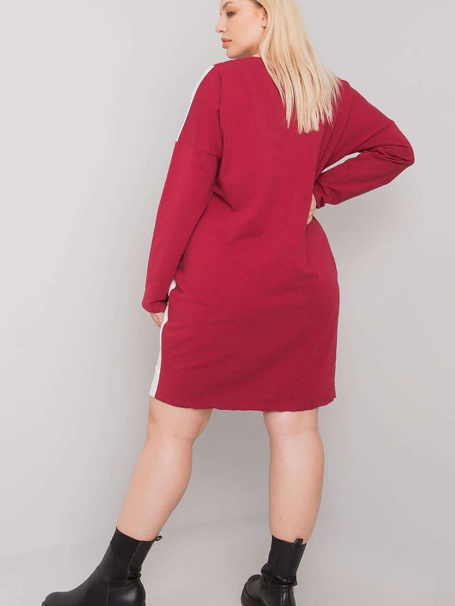 Rochie de zi maro, mărime universală, din bumbac, cu mânecă lungă și buzunare