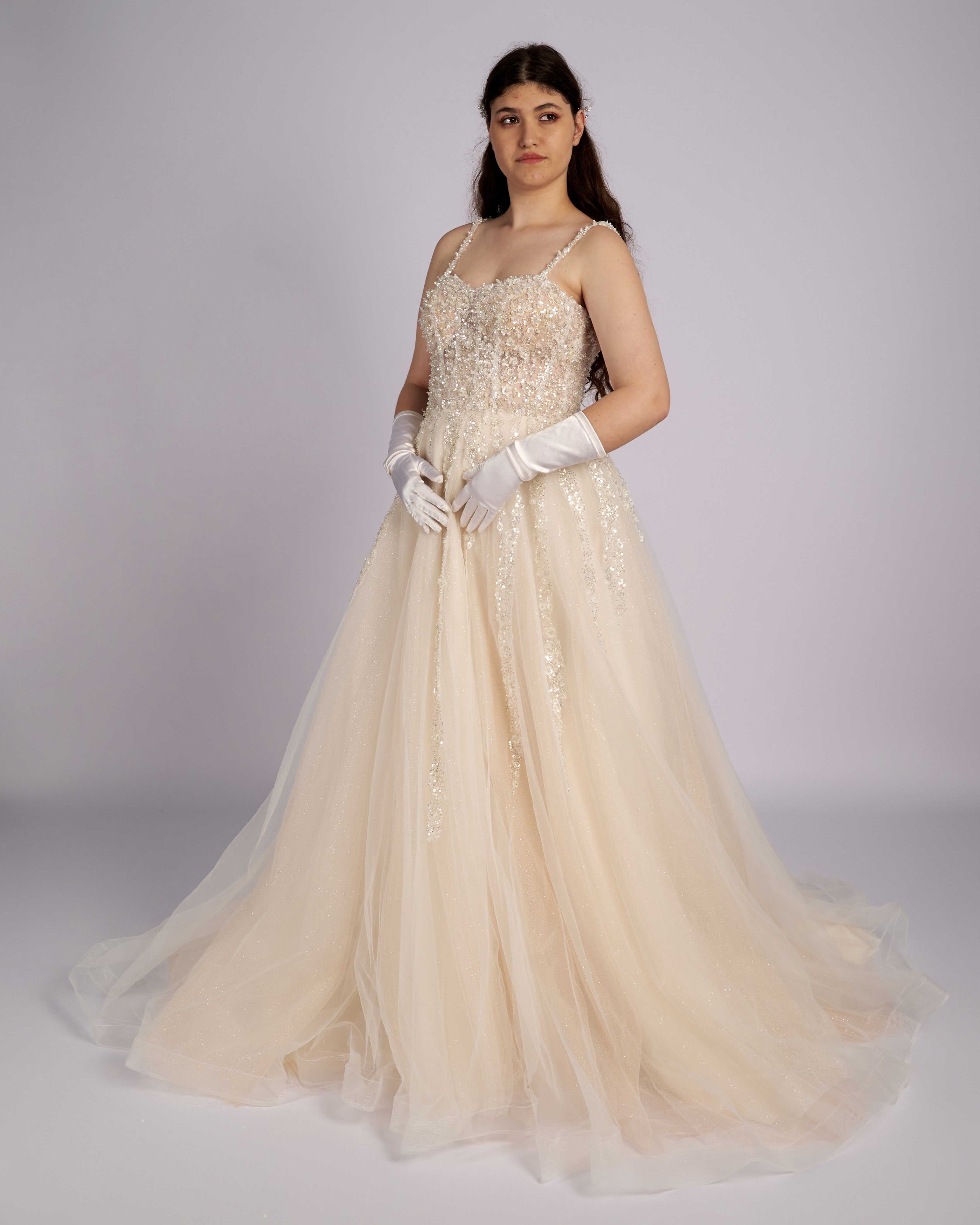 Elisana Nude Princess Bridal Gown Wedding Dresses-1