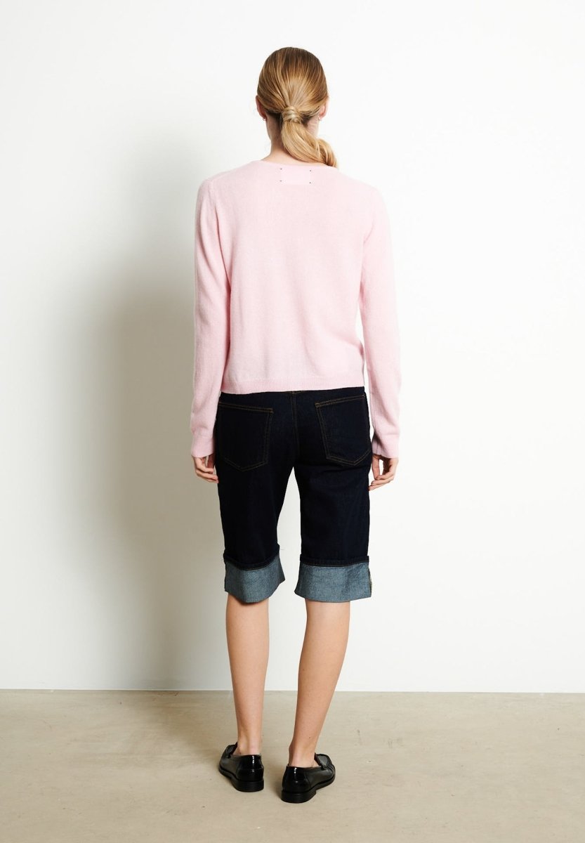 Cardigan col rond femme en cachemire rose baby - LILLY 4B | France