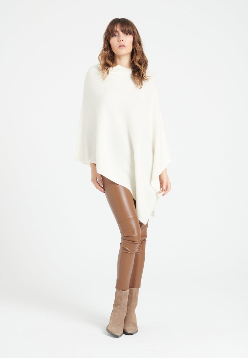 Poncho femme en cachemire blanc écru - LILLY 9 | France
