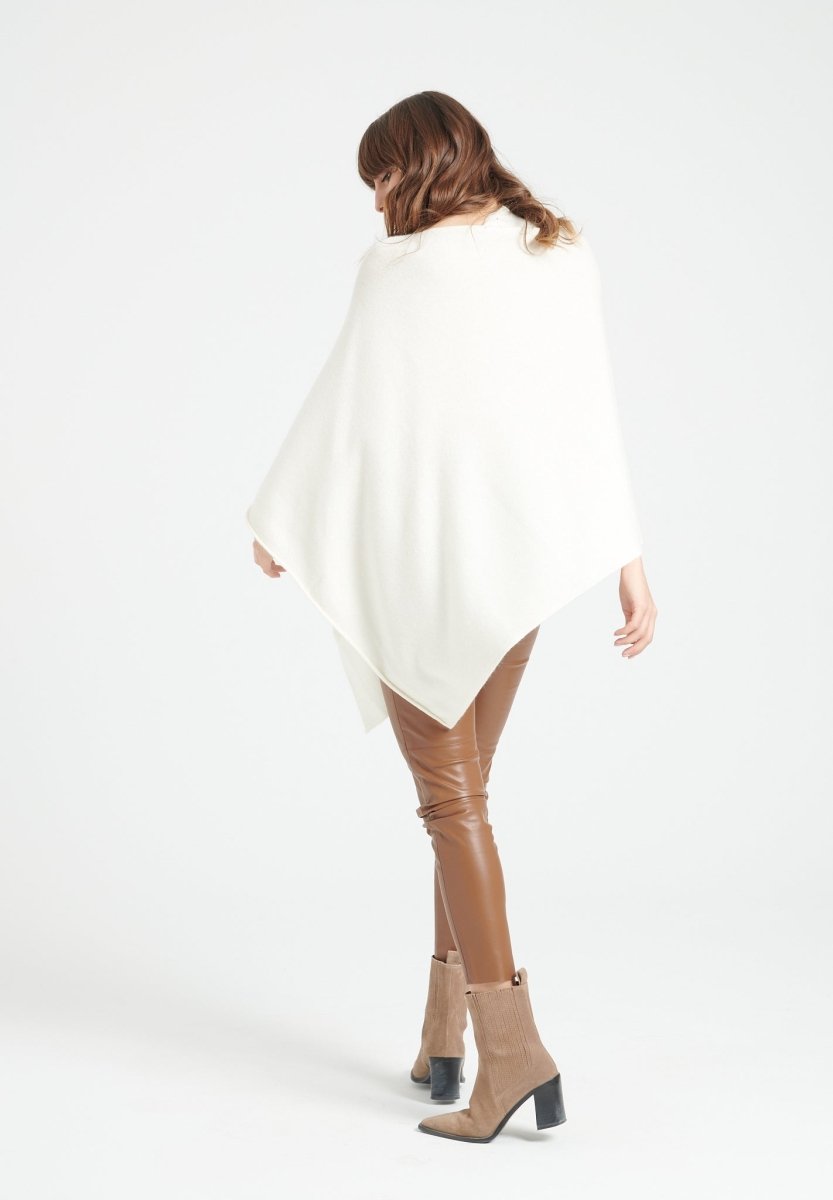 Poncho femme en cachemire blanc écru - LILLY 9 | France
