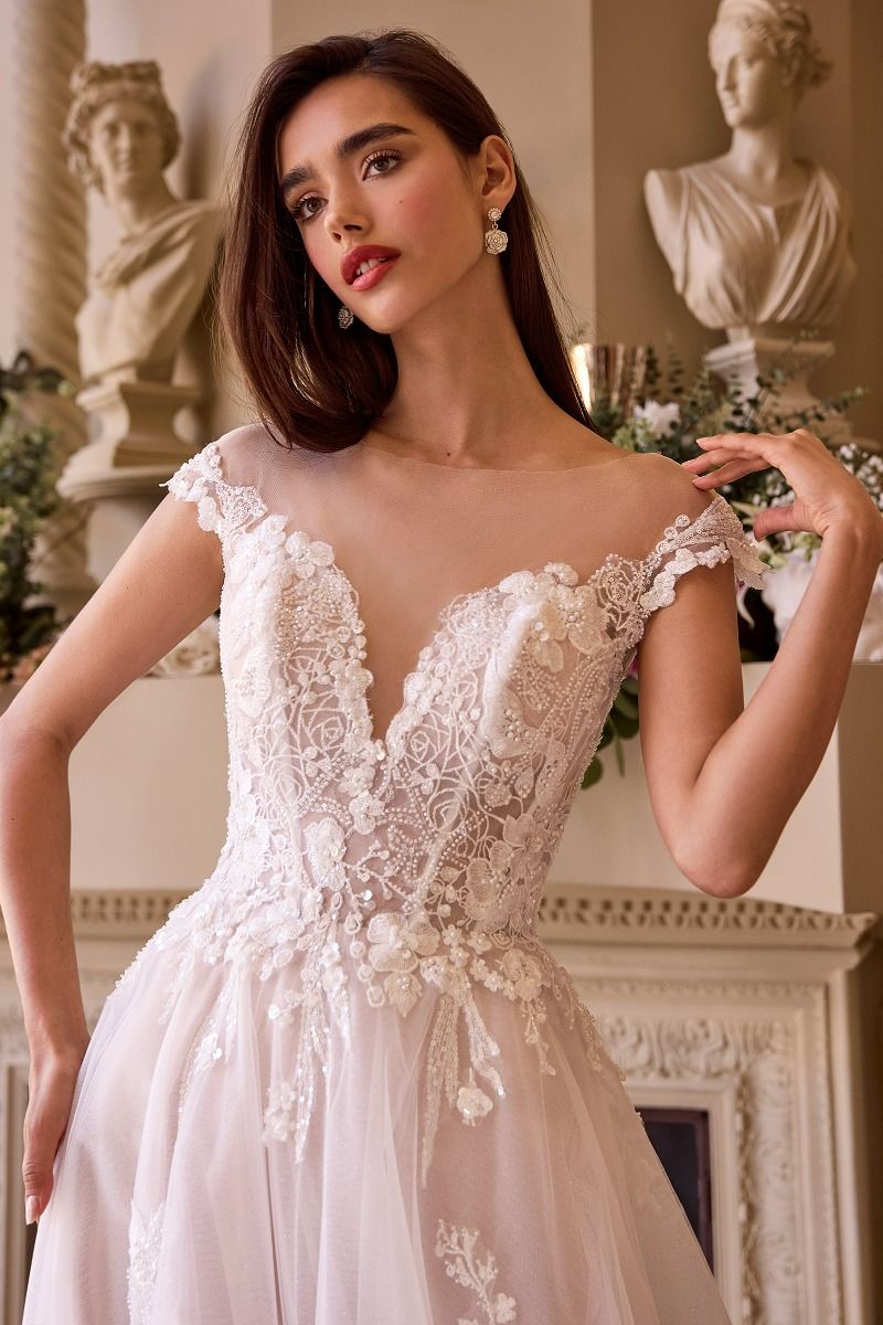 Cap Sleeve Bridal Ball Gown-2