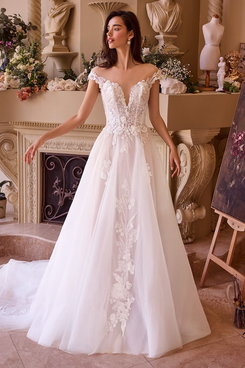 Cap Sleeve Bridal Ball Gown-0